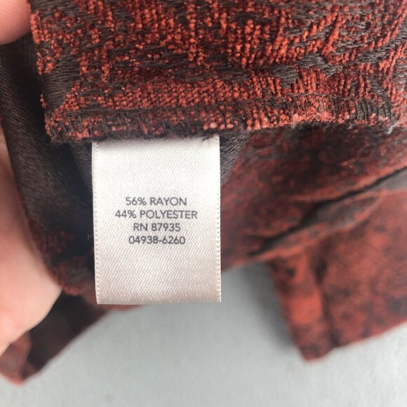 Christopher & Banks Blazer Womens Large Rust Brown Tapestry Weave Zip Up Career - Picture 6 of 10